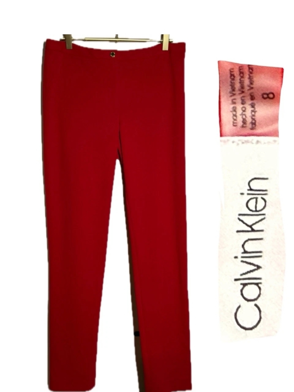Calvin Klein Girls Red Slim Stretch Pants